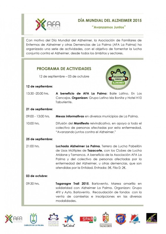 PROGRAMA AFA DIA MUNDIAL DEL ALZHEIMER 2015